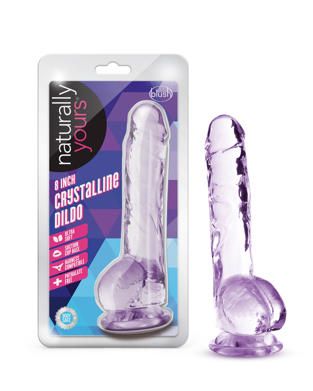 Naturally Yours - 8 Inch Crystalline Dildo - Amethyst by Blush from LoveMart Co.
