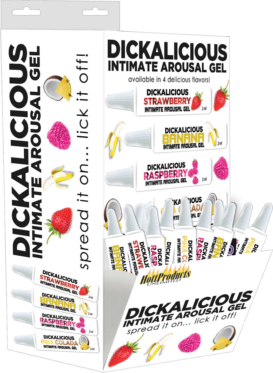 Dickalicious - 2ml Tubes Wall Mount - 144 Pc Display by Hott Products from LoveMart Co.