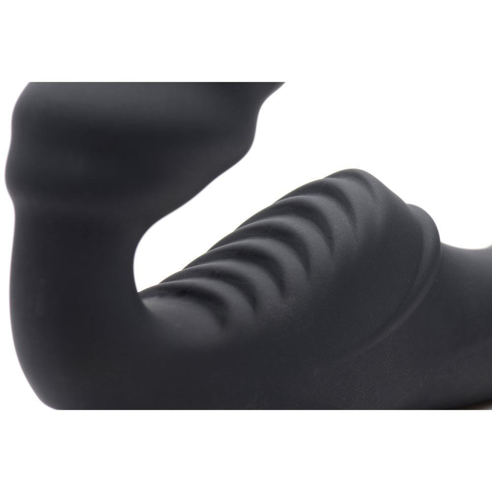 Slim Rider Ribbed Vibrating Silicone Strapless Strap-On by XR Brands from LoveMart Co.