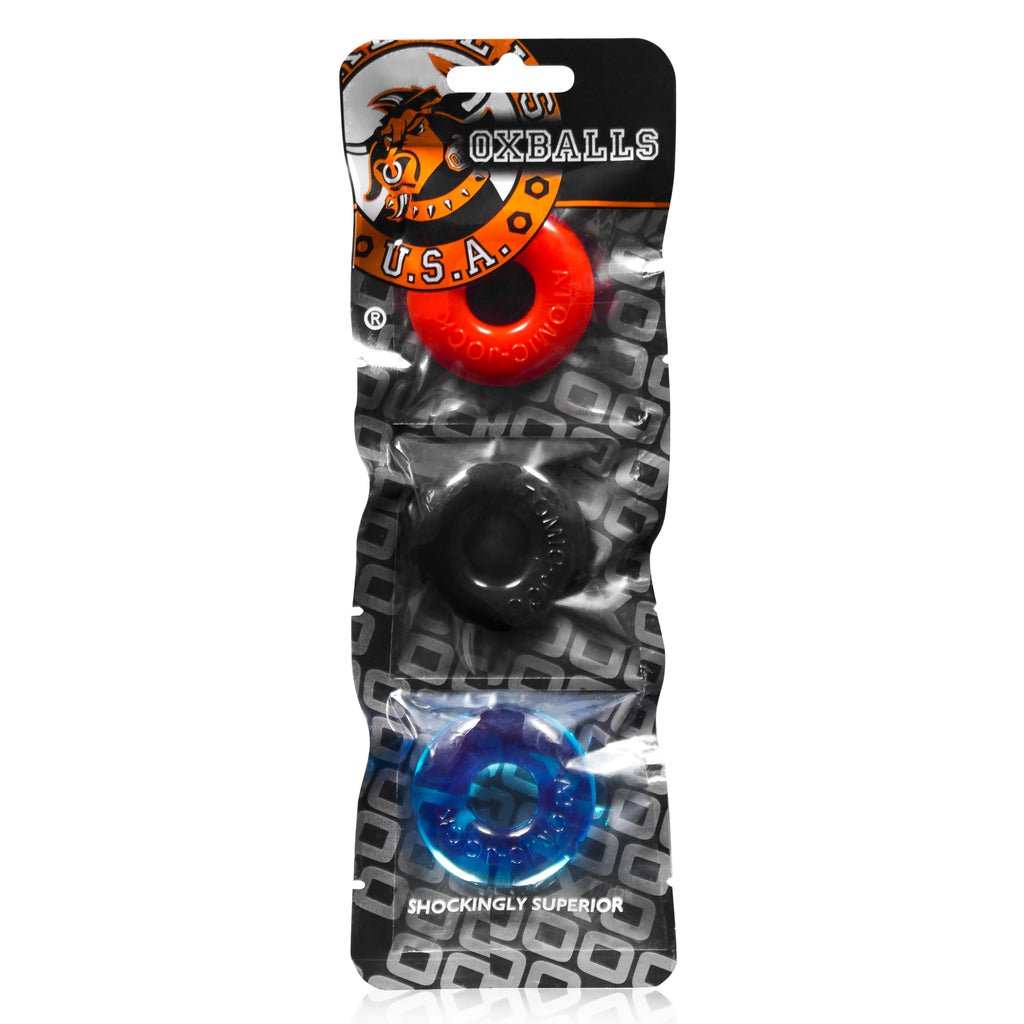 Ringer Cockring 3 Pack - Small - Multicolor by Oxballs from LoveMart Co.