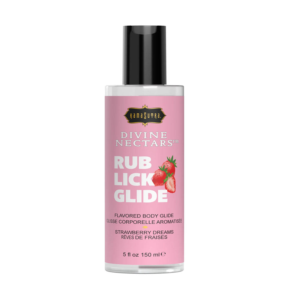 Divine Nectars Flavored Body Glide Strawberry Dreams 5 Fl Oz. 150ml by Kama Sutra from LoveMart Co.