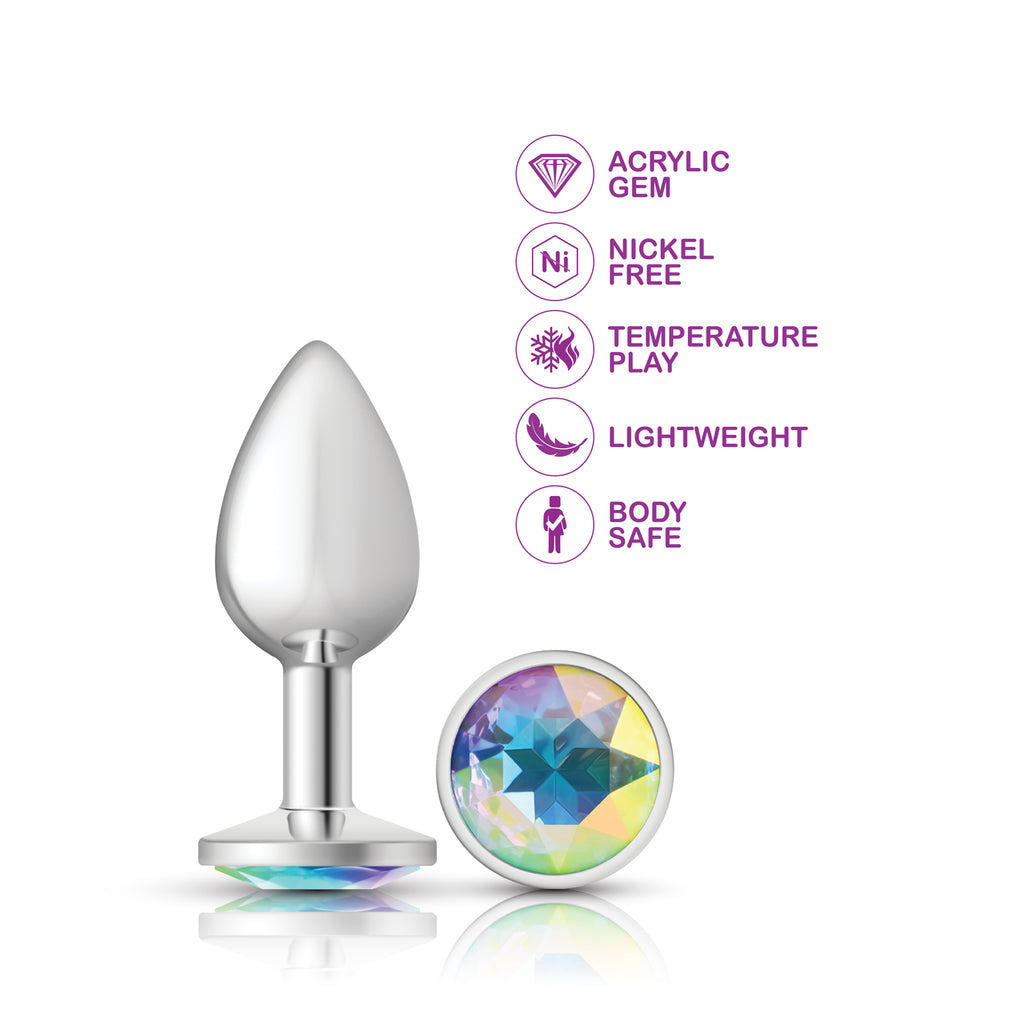 Iridescent Round Gem Silver Metal Plug - Sm by Viben from LoveMart Co.