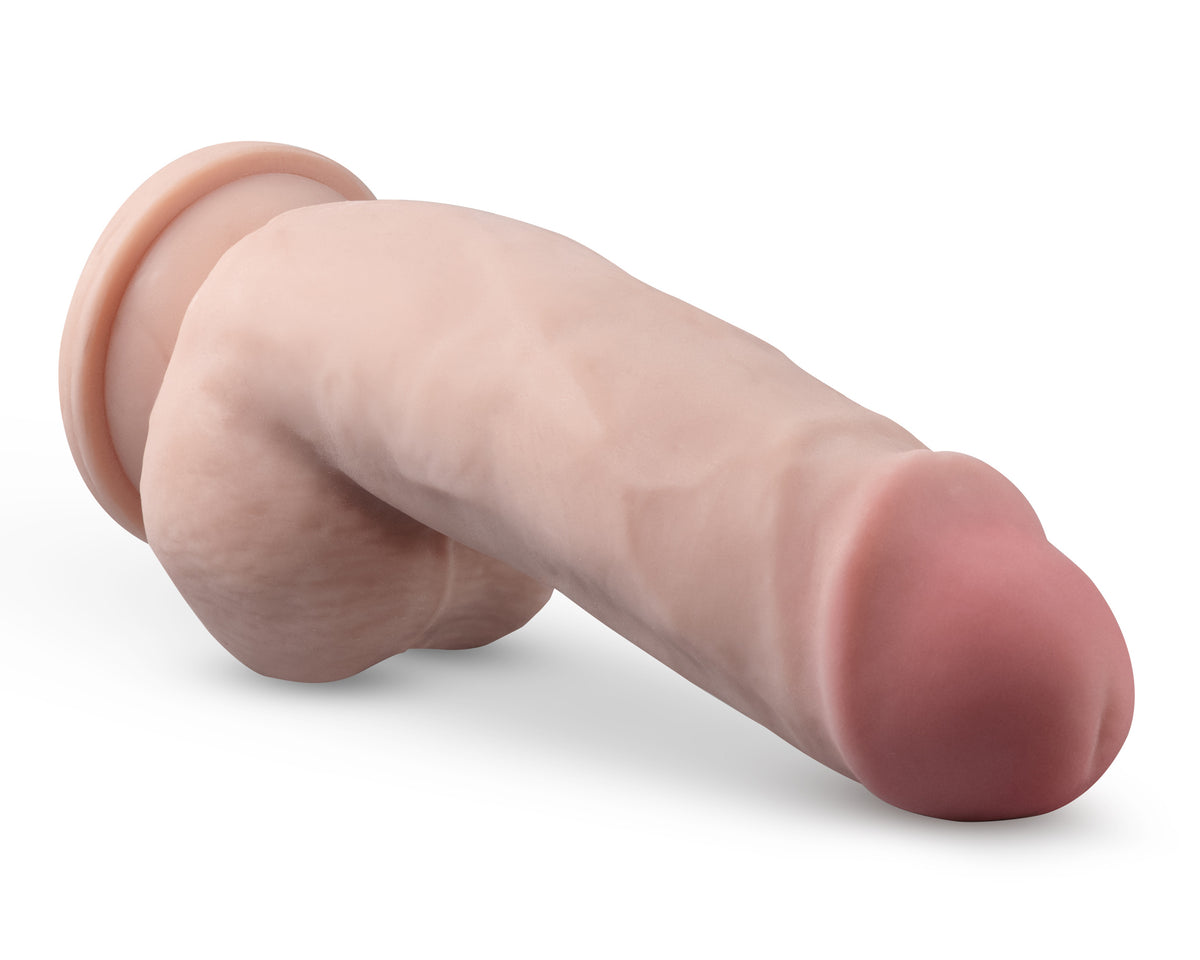 Dr. Skin Plus - 7 Inch Girthy Posable Dildo With Balls - Vanilla by Blush from LoveMart Co.