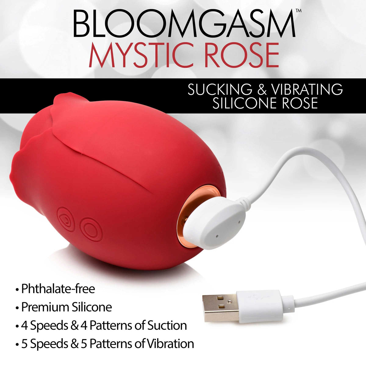 Mystic Rose Sucking and Vibrating Silicone Rose by XR Brands from LoveMart Co.