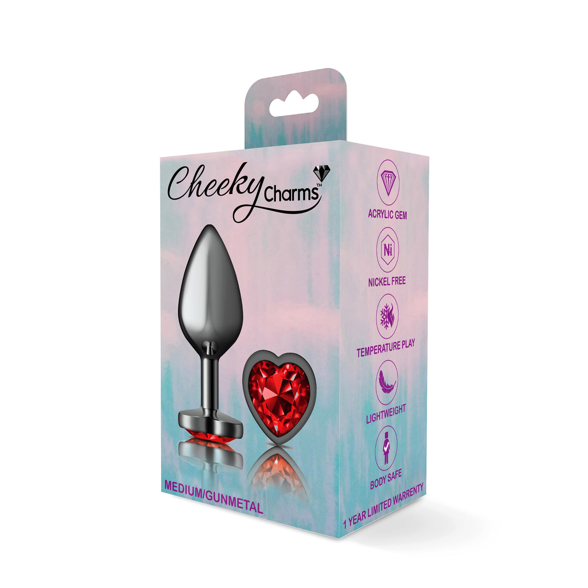 Deep Heart Gem Gunmetal Metal Plug - Md by Viben from LoveMart Co.