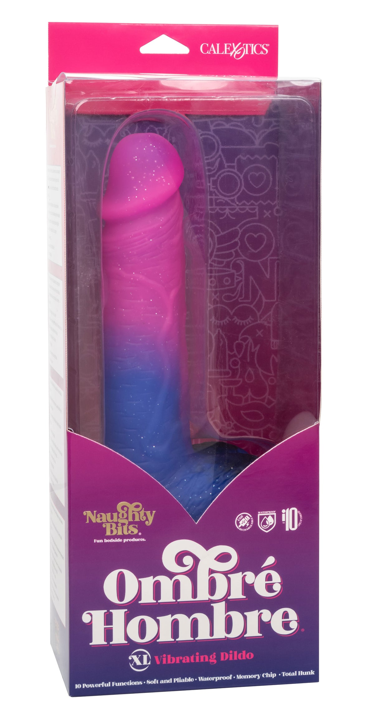 Naughty Bits Ombre Hombre XL Vibrating Dildo by CalExotics from LoveMart Co.