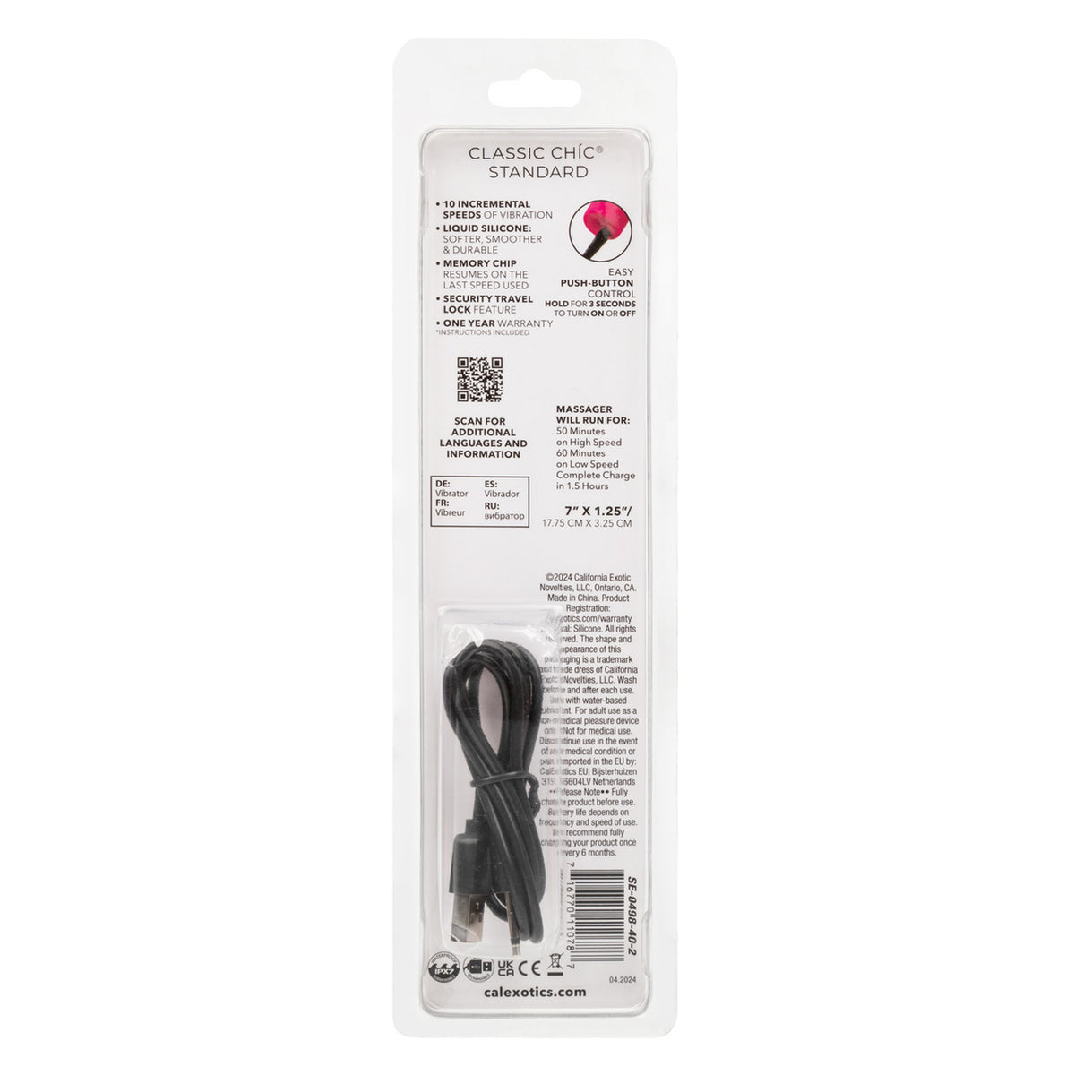 Rechargeable Classic Chic Standard Vibrator by CalExotics from LoveMart Co.