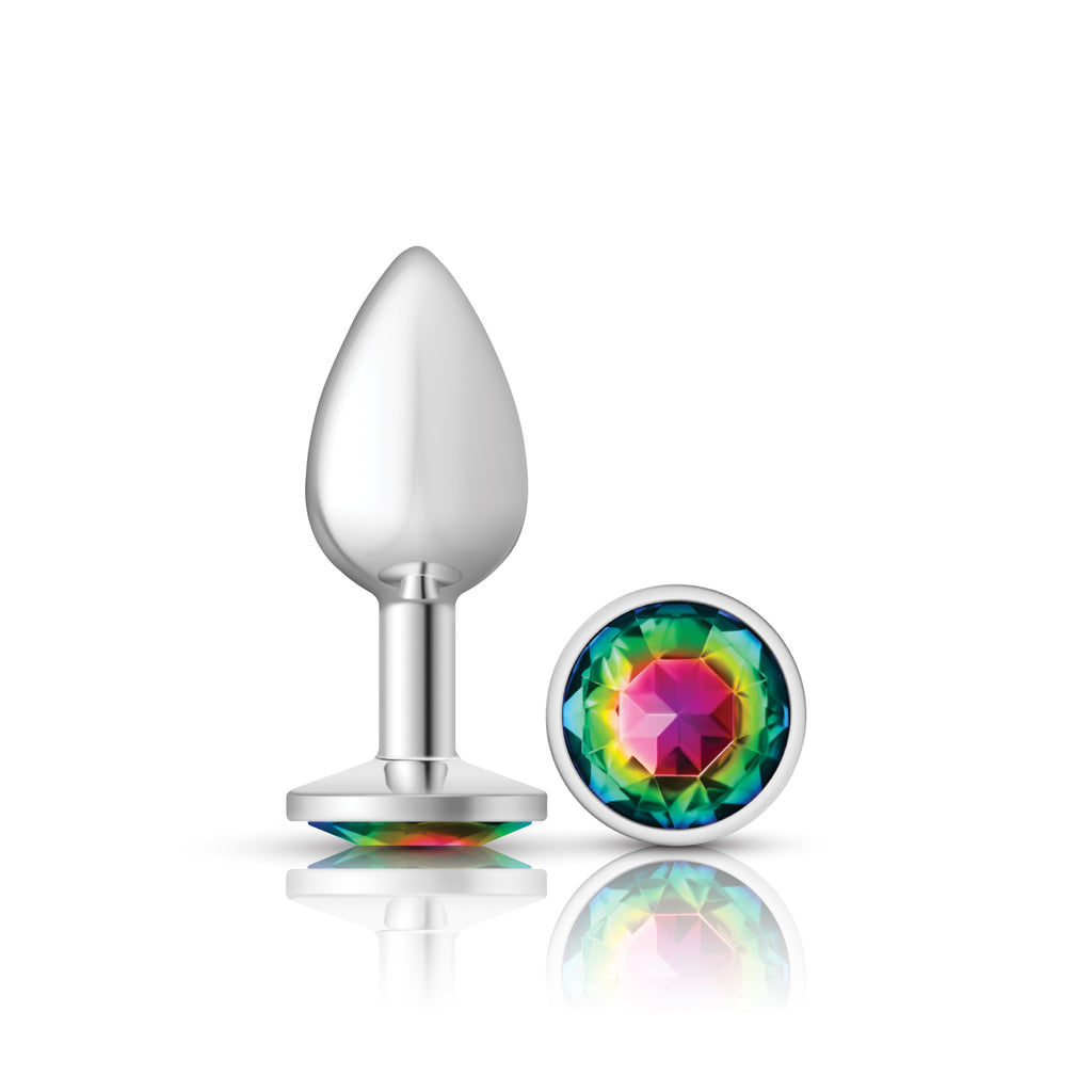 Rainbow Round Gem Silver Metal Plug - Sm by Viben from LoveMart Co.