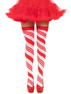 Candy Cane Thigh High - One Size by Leg Avenue from LoveMart Co.