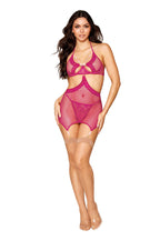 Garter Slip and G-String - One Size - Beet by Dreamgirl from LoveMart Co.