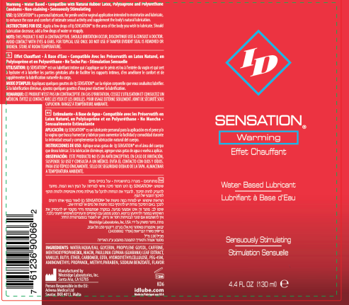 ID Sensation Warming Water Based Lubricant 4.4 Oz by ID - Lubricants from LoveMart Co.