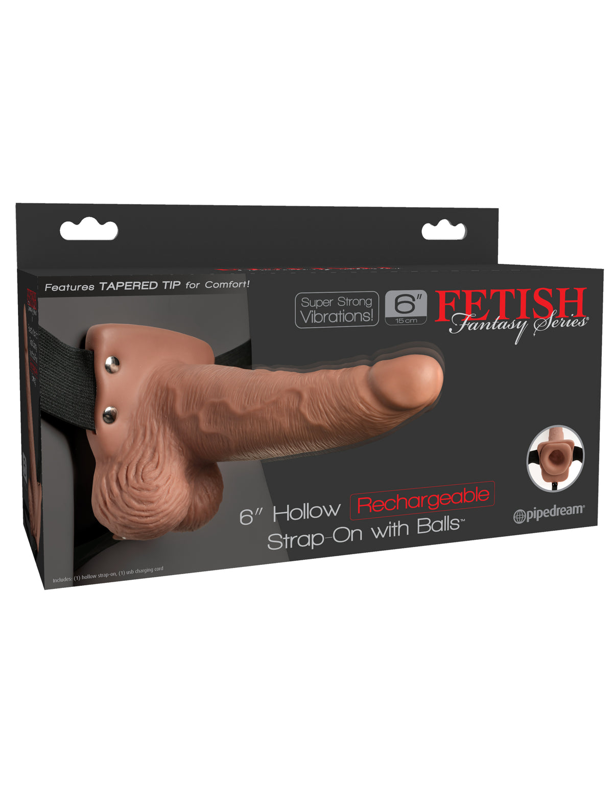Fetish Fantasy Series 6 Inch Hollow Rechargeable Strap-on With Balls by Pipedream from LoveMart Co.