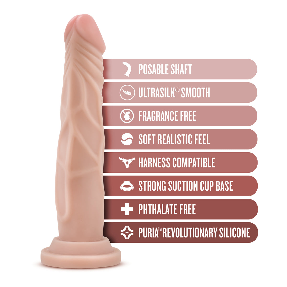 Dr. Skin Silicone Dr. Carter 7 Inch Dong With Suction Cup Vanilla by Blush from LoveMart Co.