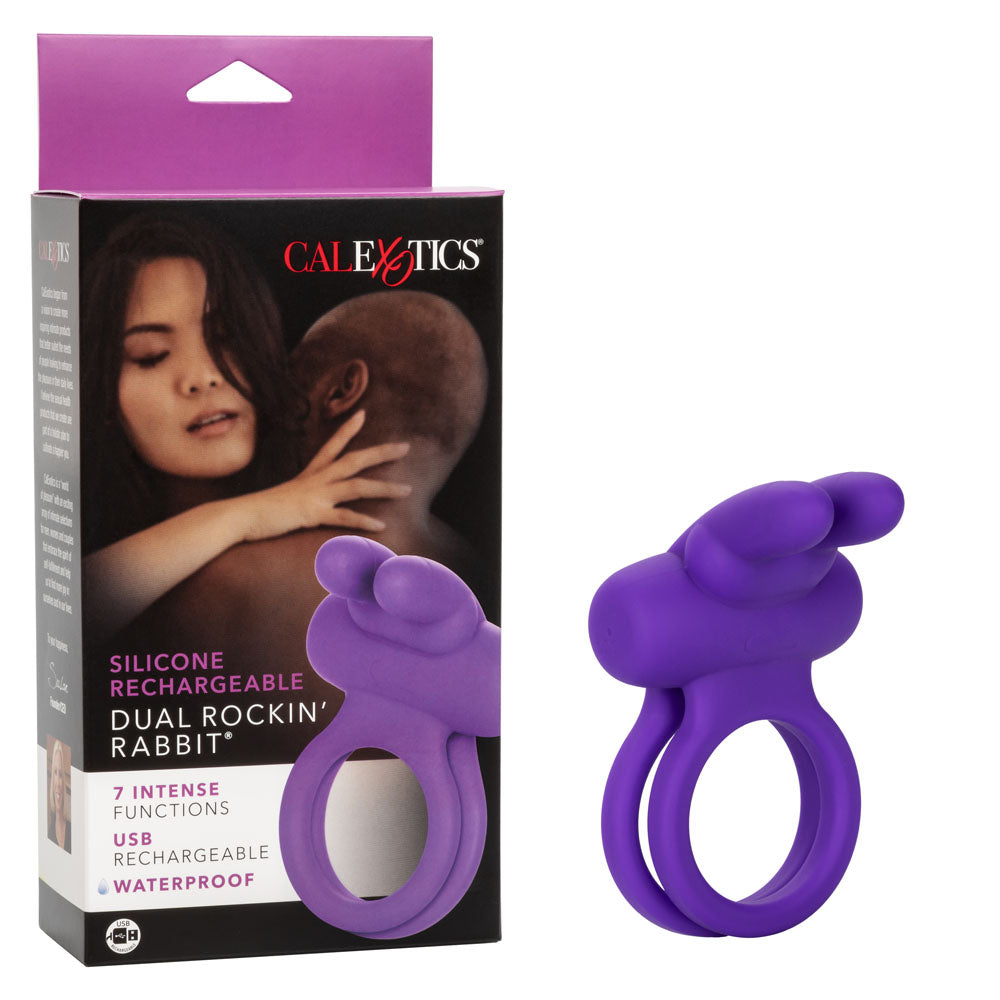 Silicone Rechargeable Dual Rockin' Rabbit Enhancer by CalExotics from LoveMart Co.