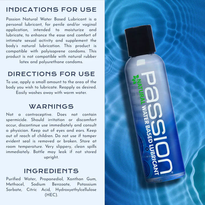 Passion Natural Water Based Lubricant 4 Oz by XR Brands from LoveMart Co.
