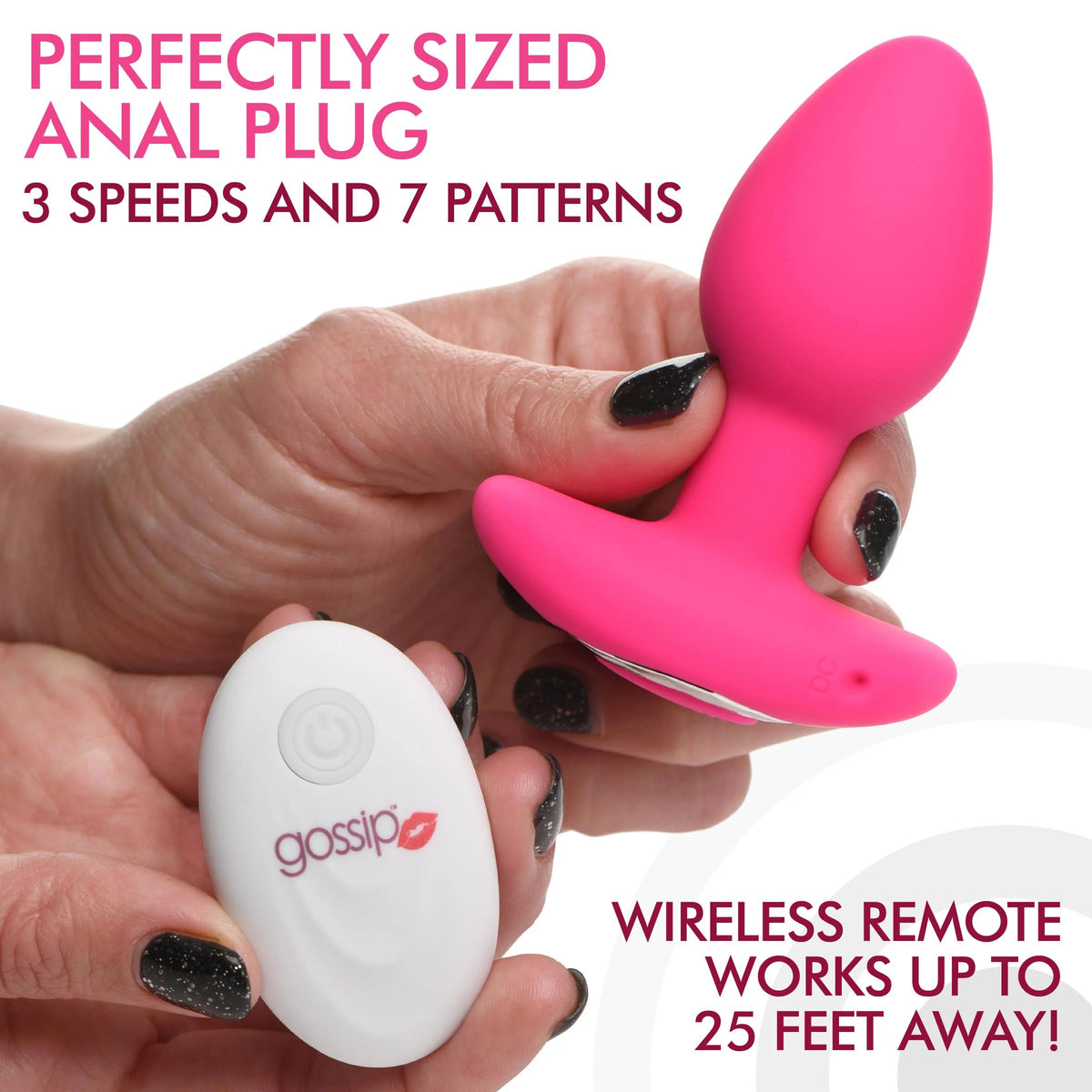 Gossip Pop Rocker 10x Vibrating Silicone Plug - Magenta by Curve Toys from LoveMart Co.
