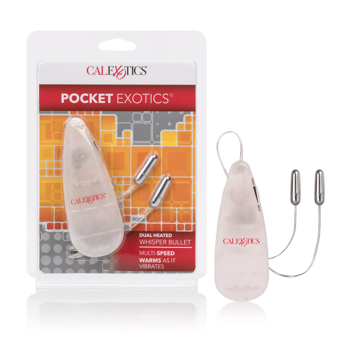 Pocket Exotics Dual Heated Whisper Bullets - Clear by CalExotics from LoveMart Co.