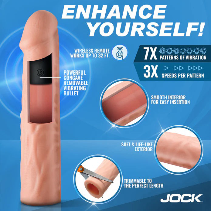Jock Vibrating Penis Extension with Remote - Light by Curve Toys from LoveMart Co.