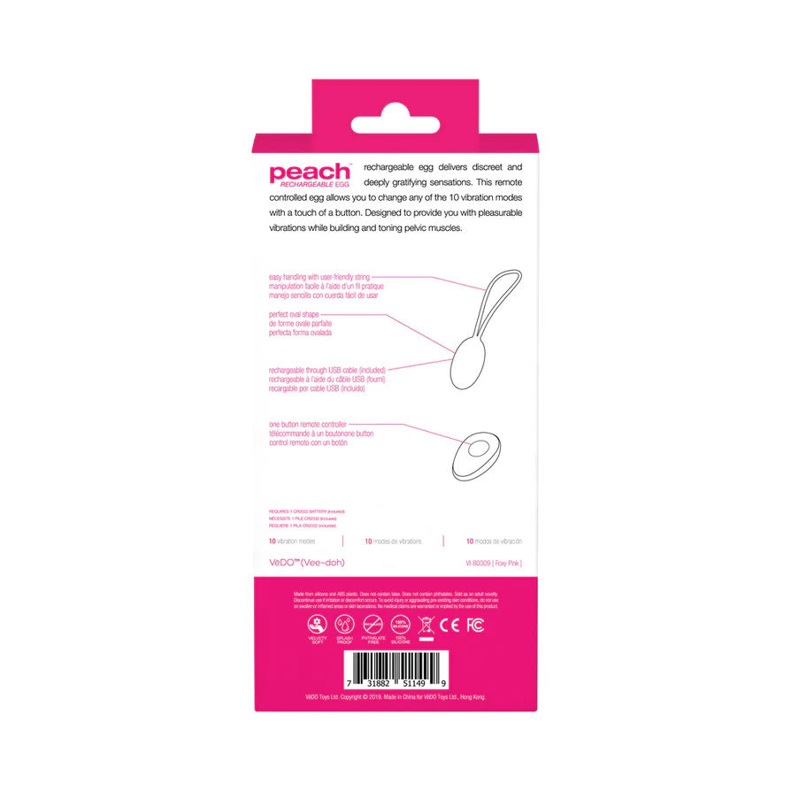 Peach Vibrating Egg - Foxy by VeDO from LoveMart Co.