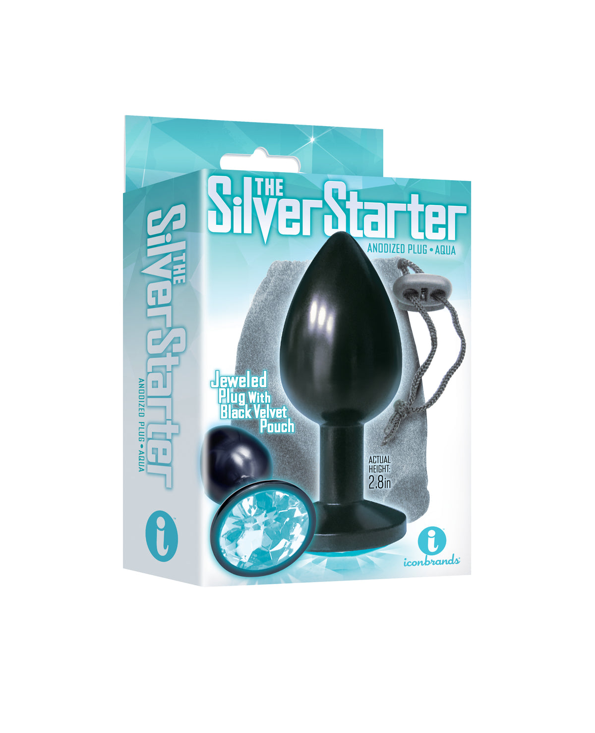 9's Silver Starter Anodized Bejeweled Stainless Steel Plug Aqua by Icon Brands from LoveMart Co.