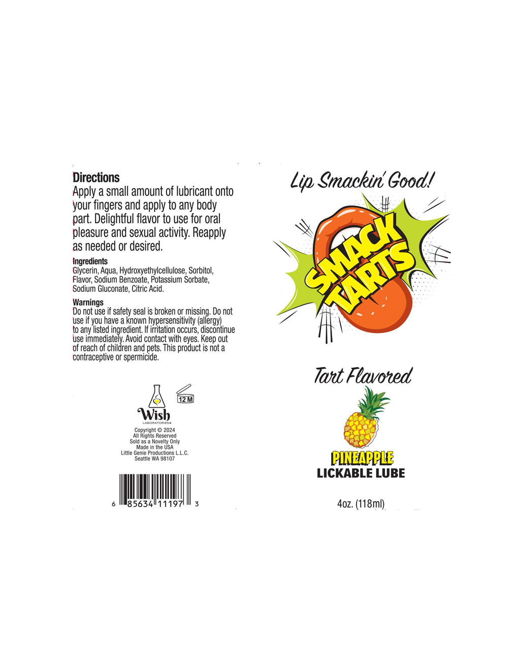 Smack Tarts 4oz Lickable Flavored Lubricant - Pineapple by Little Genie from LoveMart Co.