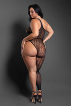 Killin It Asymmetrical Footless Bodystocking - Queen by Fantasy Lingerie from LoveMart Co.