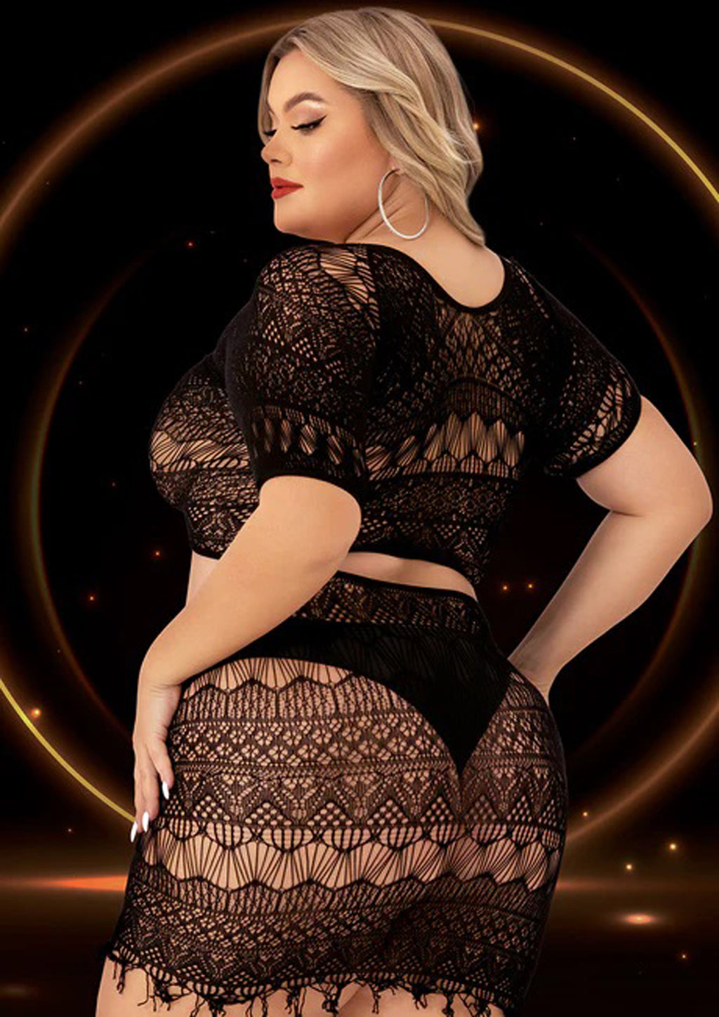 2 Piece Crop Top and Skirt Set - Queen Size by Lapdance from LoveMart Co.