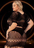 2 Piece Crop Top and Skirt Set - Queen Size by Lapdance from LoveMart Co.