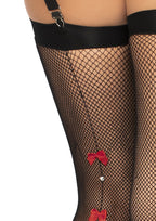 Bow Backseam Fishnet Thigh Highs - One Size by Leg Avenue from LoveMart Co.