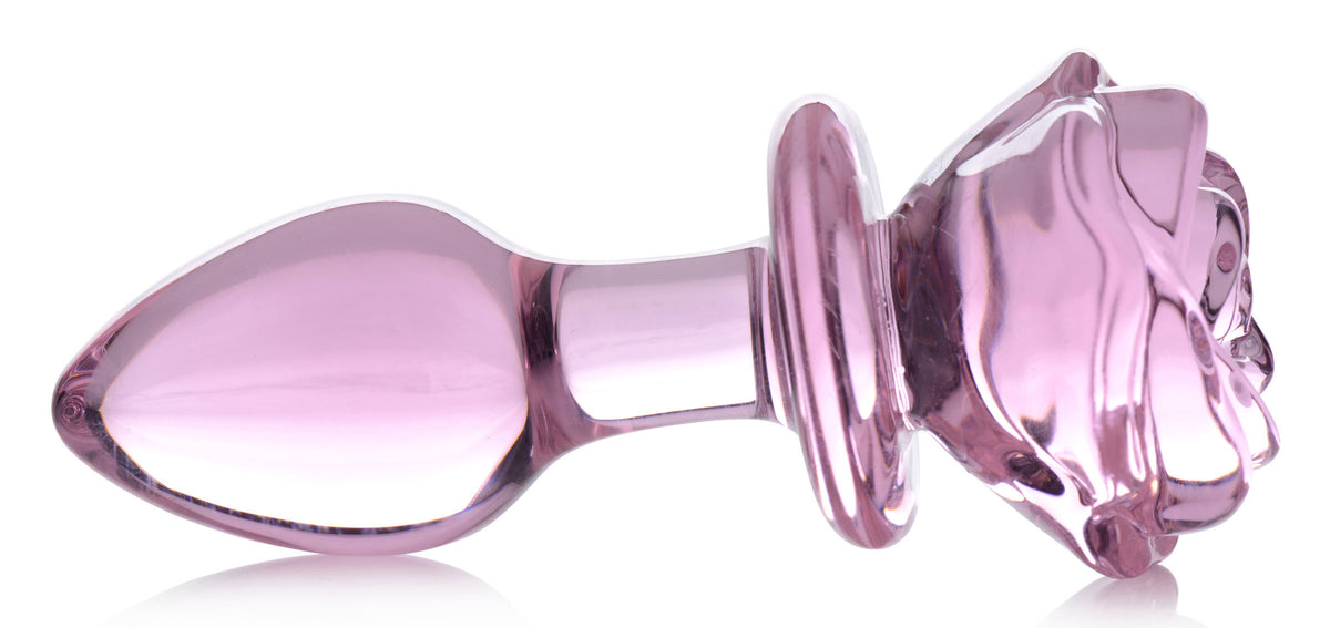Rose Glass Anal Plug - Medium by XR Brands from LoveMart Co.