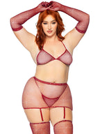 5pc Rhinestone Bikini Top G-String Garter Skirt Gloves Queen by Leg Avenue from LoveMart Co.