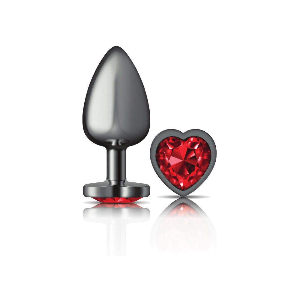 Deep Heart Gem Gunmetal Metal Plug - Lg by Viben from LoveMart Co.