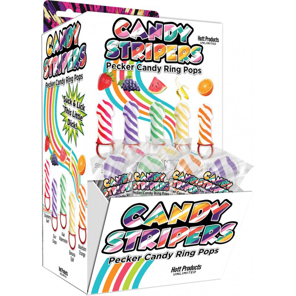 Candy Stripers Pecker Candy Ring Pop 36pc Display - 5 Assorted Flavors by Hott Products from LoveMart Co.
