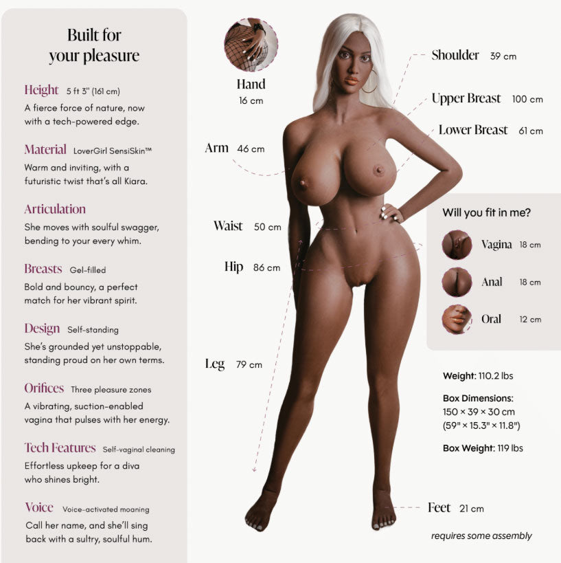 Doll Kiara Powered Chocolate 5ft 3"-Enhanced by Dolls from LoveMart Co.