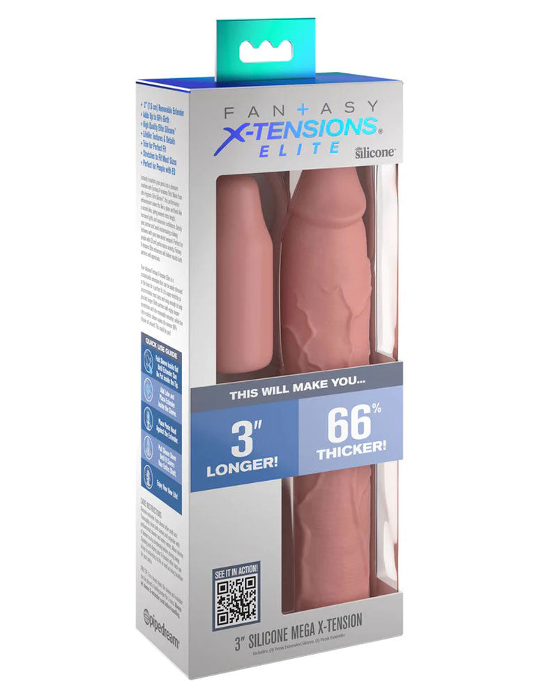 Fantasy X-Tensions Elite 9 Inch Sleeve With 3 Inch Plug - Light by Pipedream from LoveMart Co.