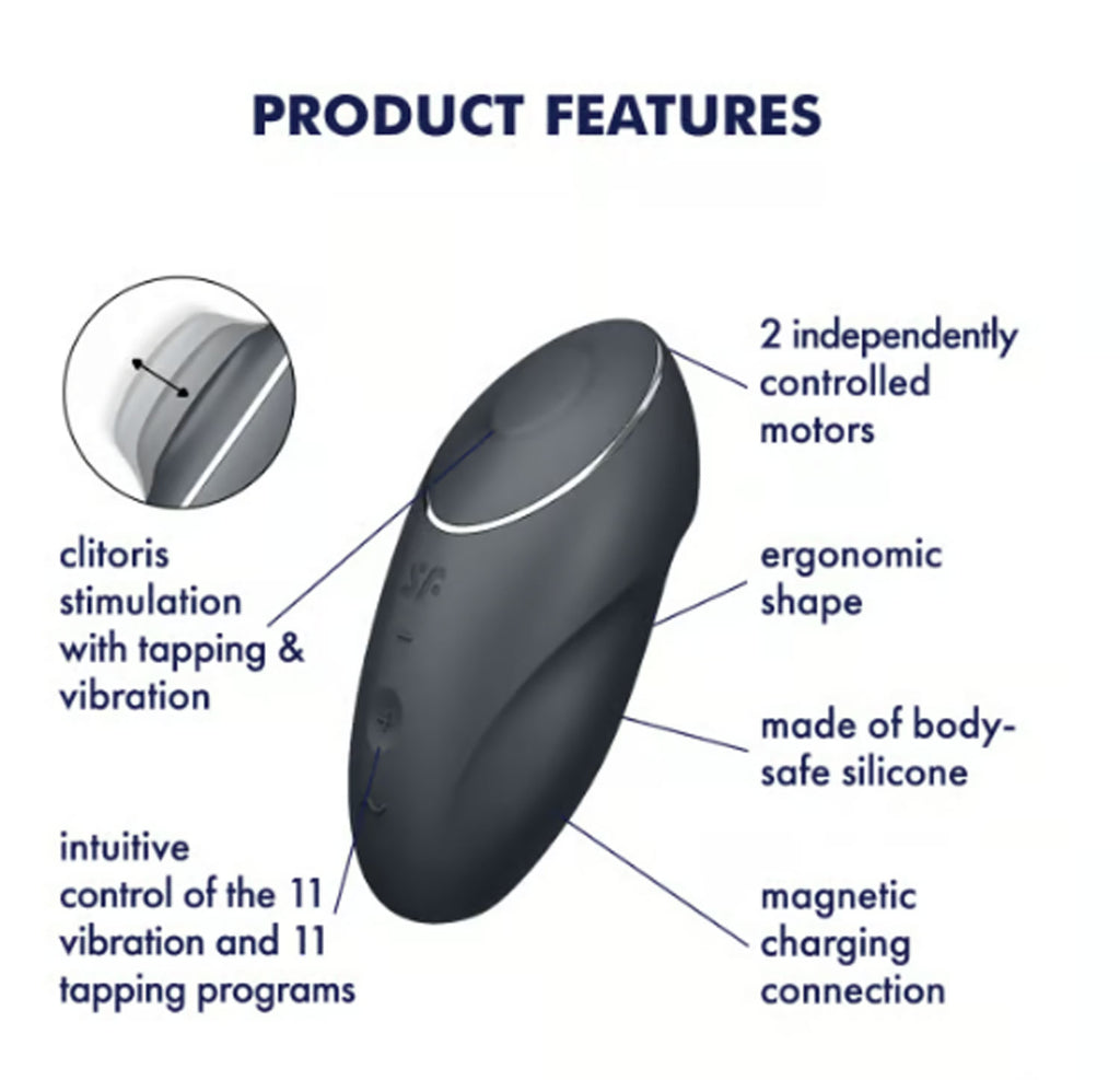 Satisfyer Tap and Climax 1 Vibrator - Grey by Satisfyer from LoveMart Co.
