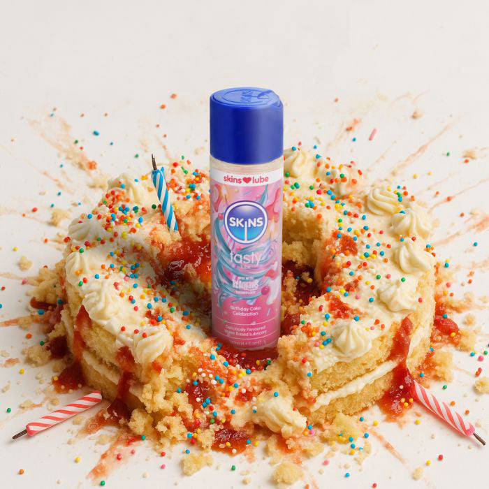 Skins Birthday Cake Water Based Lubricant 4.4 Fl Oz by Creative Conceptions from LoveMart Co.