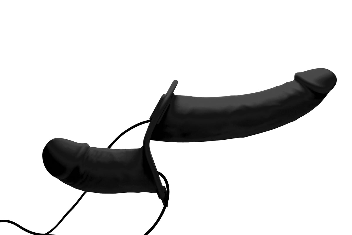 Power Pegger Silicone Vibrating Double Dildo With Harness by XR Brands from LoveMart Co.