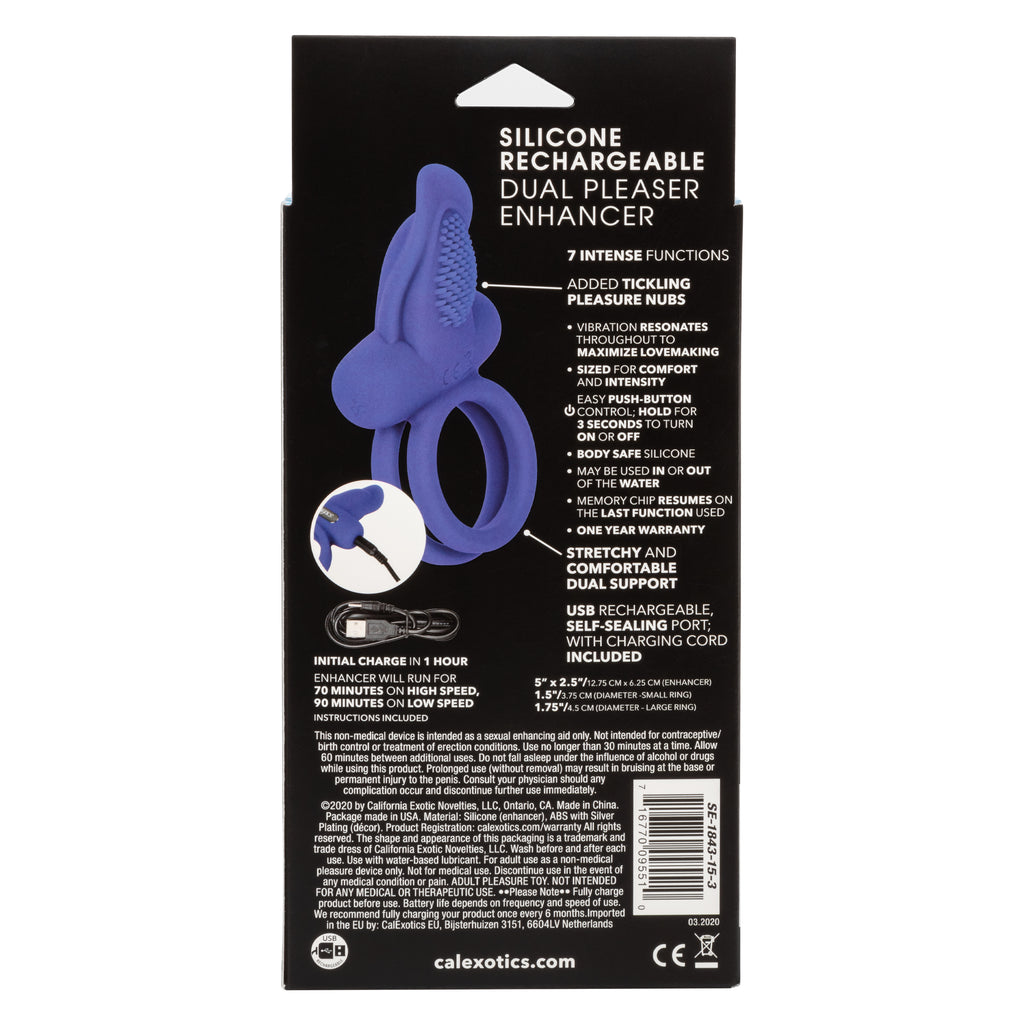 Silicone Rechargeable Dual Pleaser Enhancer by CalExotics from LoveMart Co.