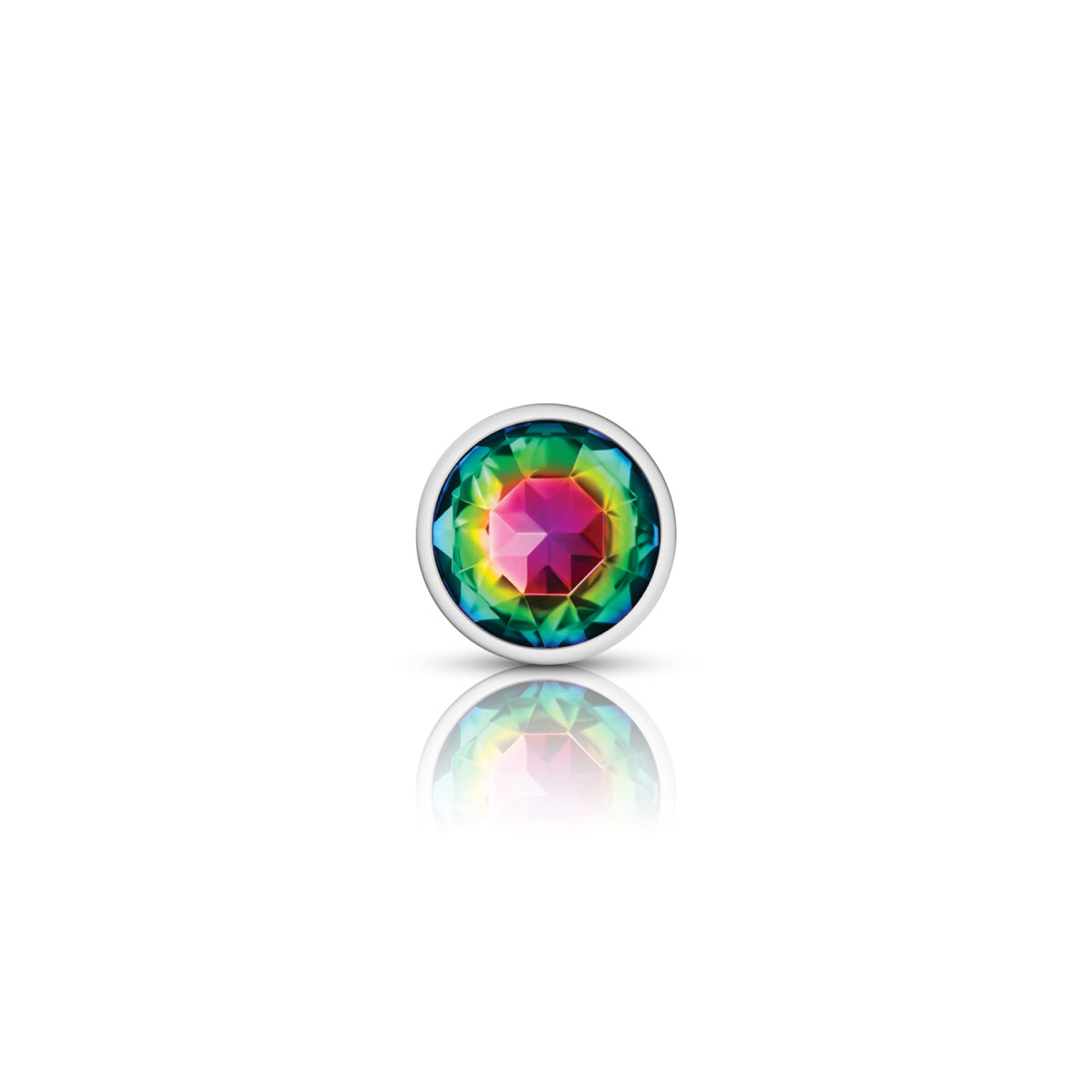 Rainbow Round Gem Silver Metal Plug - Sm by Viben from LoveMart Co.