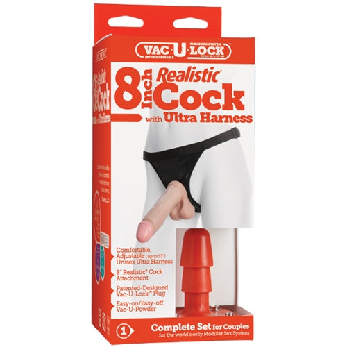 Vac-U-Lock 8-Inch Realistic Cock With Ultra Harness by Doc Johnson from LoveMart Co.