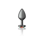 Rainbow Heart Gem Gunmetal Metal Plug - Md by Viben from LoveMart Co.