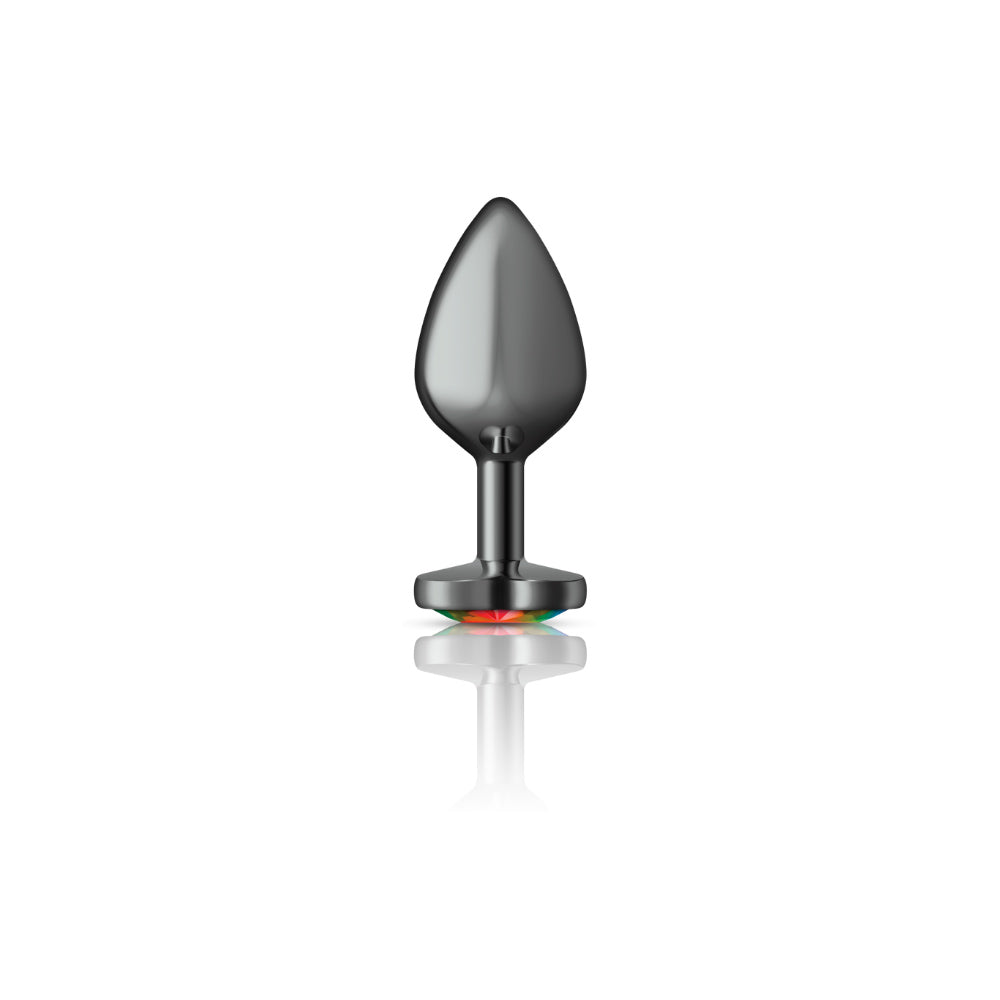 Rainbow Heart Gem Gunmetal Metal Plug - Md by Viben from LoveMart Co.