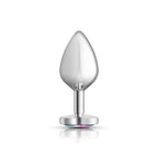 Iridescent Heart Gem Silver Metal Plug - Md by Viben from LoveMart Co.