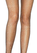 Casey Rhinestone Fishnet Suspender Pantyhose - One Size by Leg Avenue from LoveMart Co.