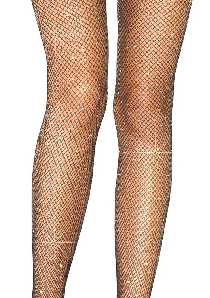 Casey Rhinestone Fishnet Suspender Pantyhose - One Size by Leg Avenue from LoveMart Co.