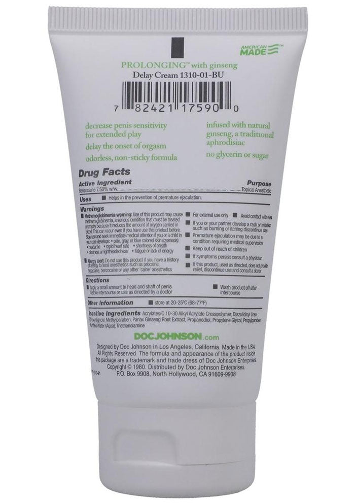 Prolonging Delay Creme for Men - Bulk - 2 Fl. Oz. by Doc Johnson from LoveMart Co.