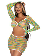 2 Pc Zig Zag Net Crop Top and Mini Dress - One Size by Leg Avenue from LoveMart Co.