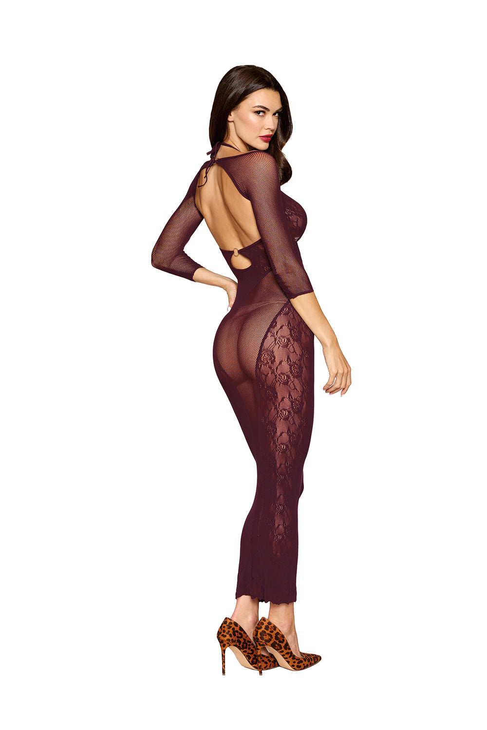 Bodystocking Gown and Shrug Dmnd - One Size - Cherry Lacquer by Dreamgirl from LoveMart Co.