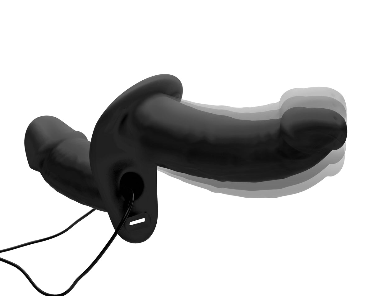Power Pegger Silicone Vibrating Double Dildo With Harness by XR Brands from LoveMart Co.